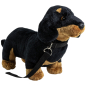 Preview: Carl Dick Plüschtier Dackel stehend schwarz mit Leine