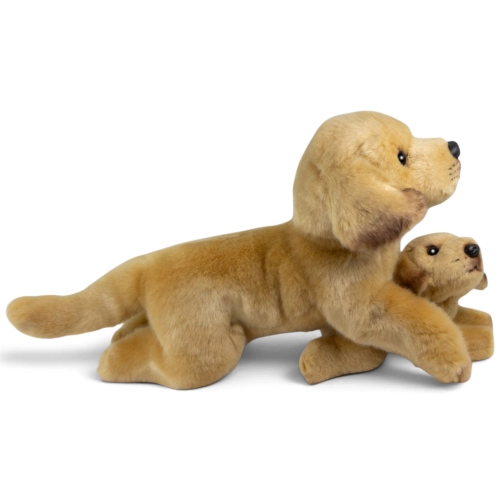 Carl Dick Plush Toy Labrador Retriever lying with pup