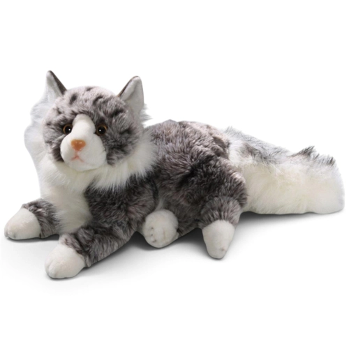 Carl Dick Plush Toy Cat, Persian-Cat lying grey-white