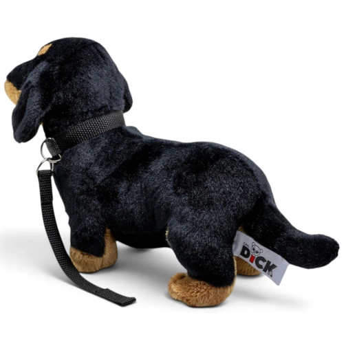 Carl Dick Plush Toy Dachshund standing black with lead