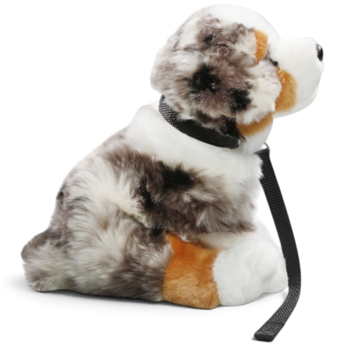 Carl Dick Plush Toy Australian Shepherd Dog sitting with Lead