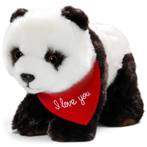 Carl Dick Panda als Plüschtier mit bedruckbarem Logo-Halstuch