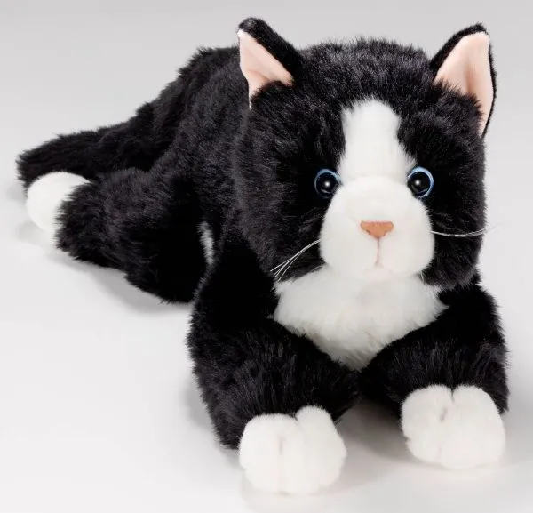 Carl Dick Plush Toy Cat black-white lying