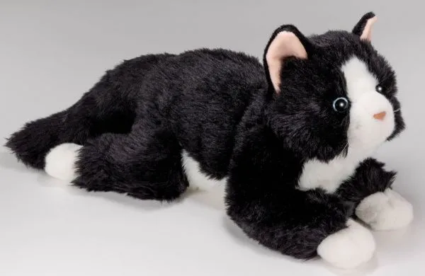 Carl Dick Plush Toy Cat black-white lying