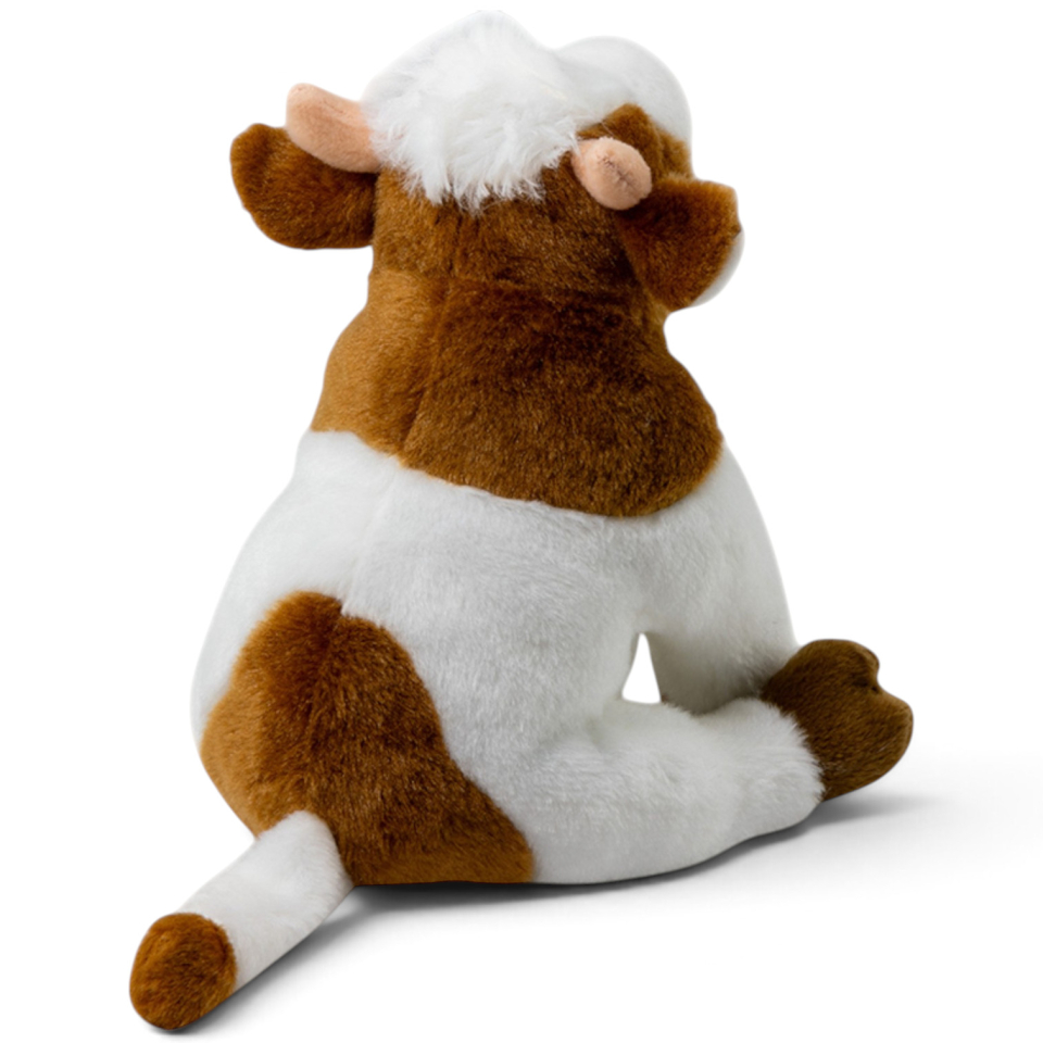 Carl Dick Plush Toy Cow sitting brown-white