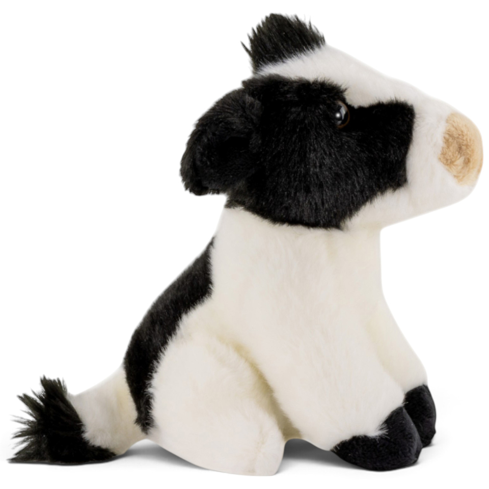 Carl Dick Plush Toy Cow sitting black-white