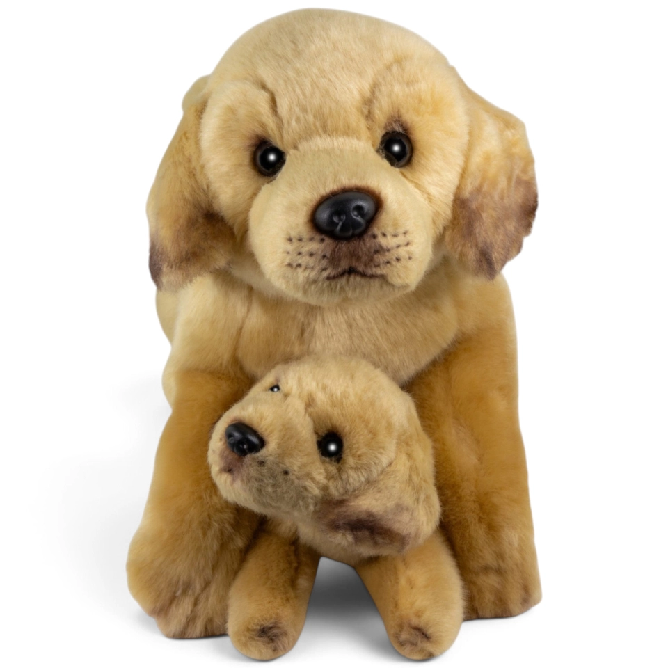 Carl Dick Plush Toy Labrador Retriever lying with pup