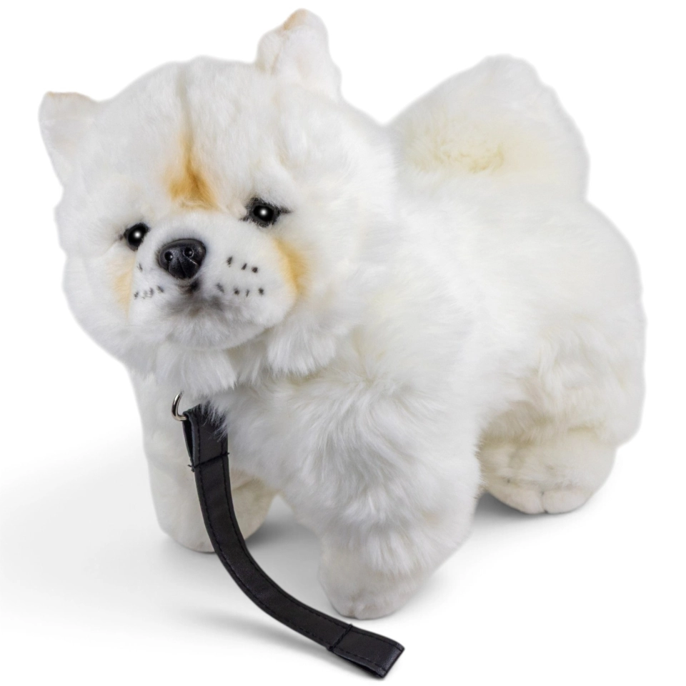 Carl Dick Plüschtier Chow Chow mit Leine weiß