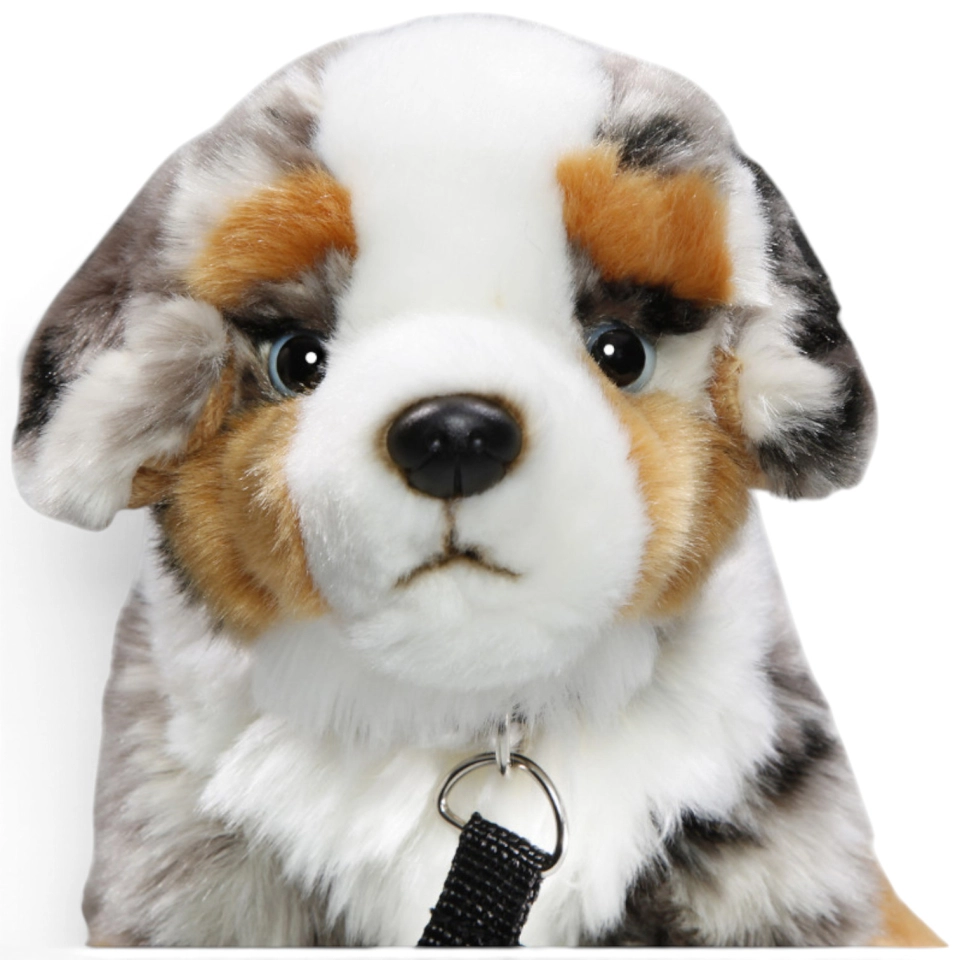 Carl Dick Plush Toy Australian Shepherd Dog sitting with Lead