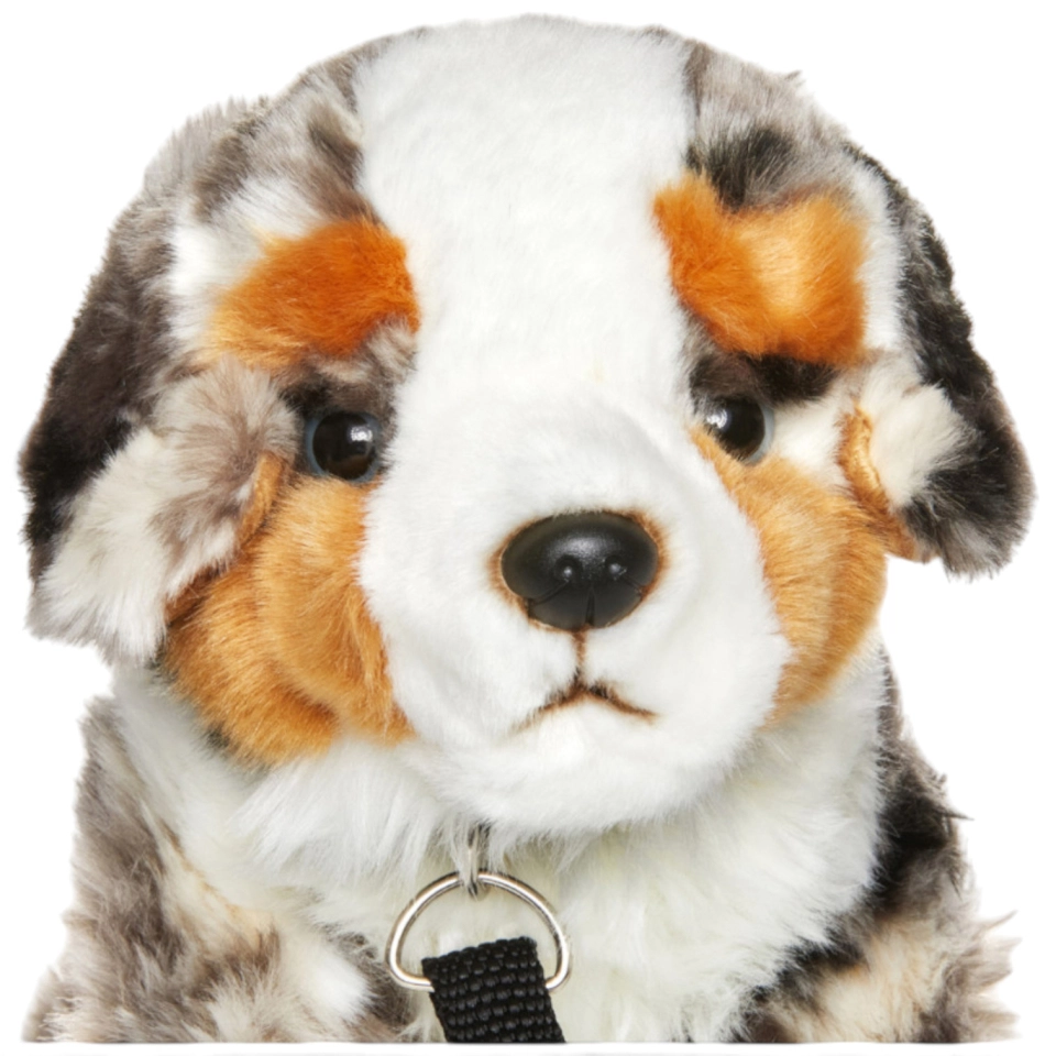 Carl Dick Plush Toy Australian Shepherd Dog sitting with Lead