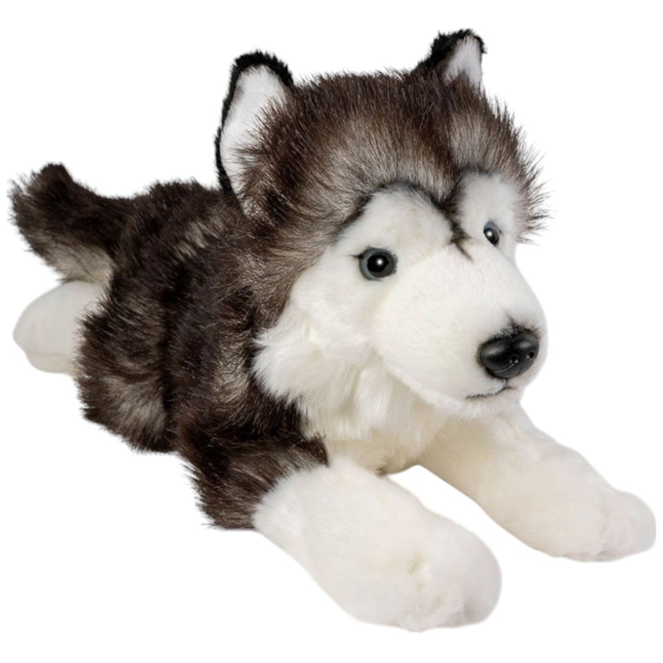 Carl Dick Plüschtier Husky schwarz-weiß liegend