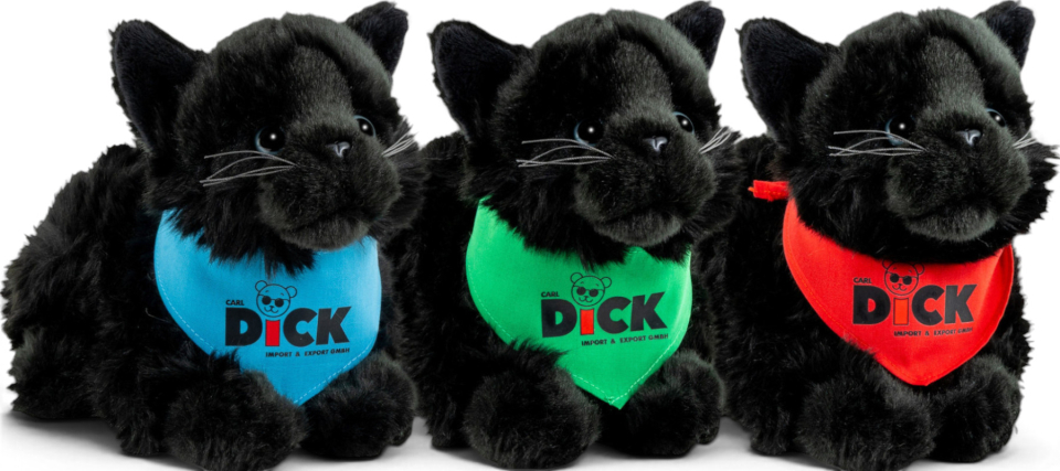 Carl Dick Plush Toy Cat black with scarf