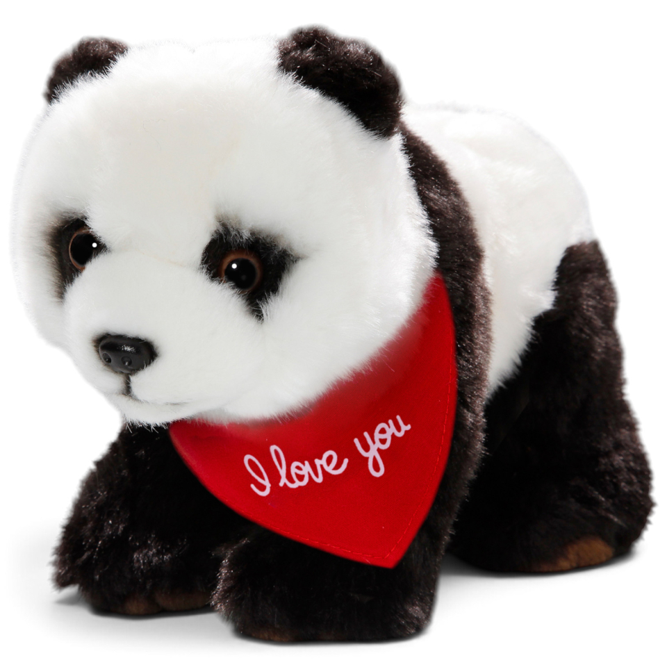 Carl Dick Panda als Plüschtier mit bedruckbarem Logo-Halstuch