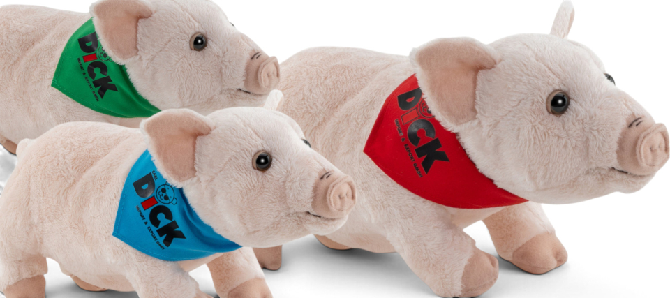 Carl Dick Plüschtier Schwein mit Tuch