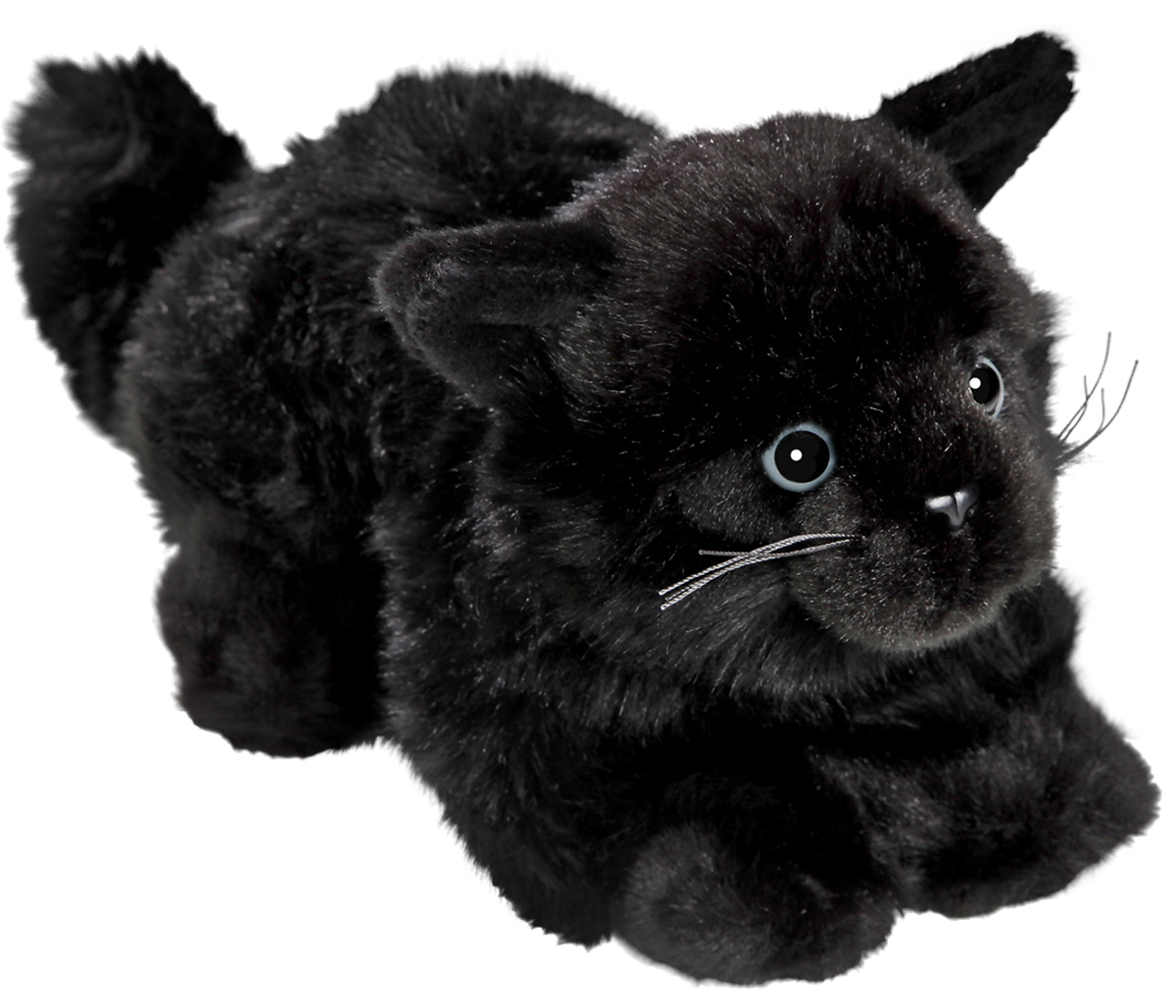 6.5 inches black long-haired cat puppet deals with green eyes, Plush Toy